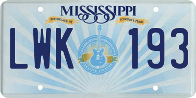MS license plate LWK193