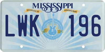 MS license plate LWK196