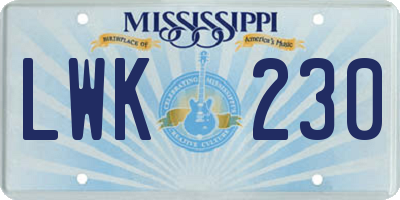 MS license plate LWK230