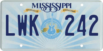 MS license plate LWK242