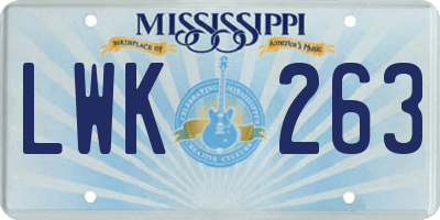 MS license plate LWK263