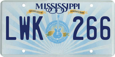MS license plate LWK266