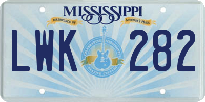 MS license plate LWK282