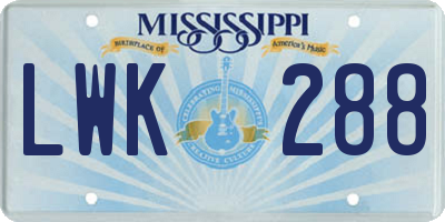 MS license plate LWK288