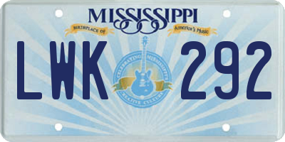 MS license plate LWK292