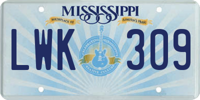 MS license plate LWK309