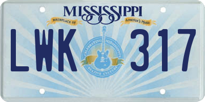 MS license plate LWK317