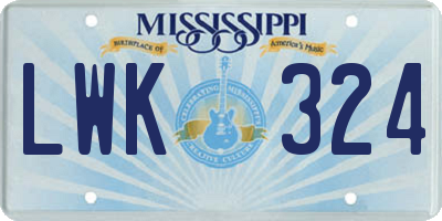 MS license plate LWK324