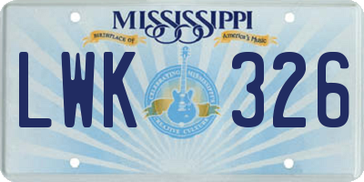 MS license plate LWK326