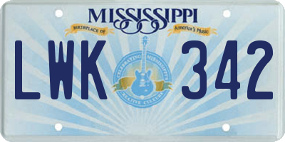 MS license plate LWK342