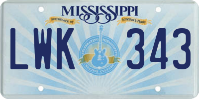 MS license plate LWK343