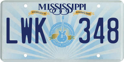 MS license plate LWK348
