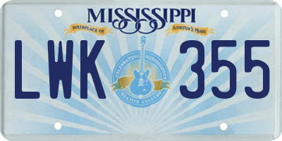 MS license plate LWK355