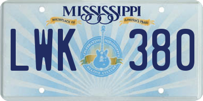 MS license plate LWK380