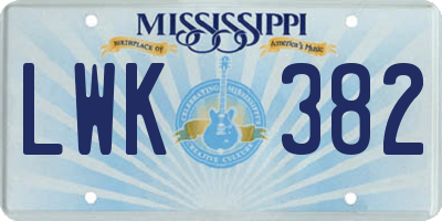 MS license plate LWK382
