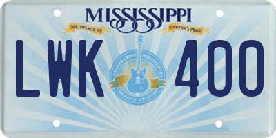 MS license plate LWK400