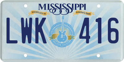 MS license plate LWK416