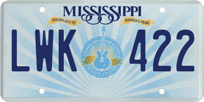 MS license plate LWK422