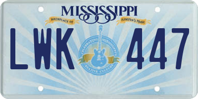 MS license plate LWK447