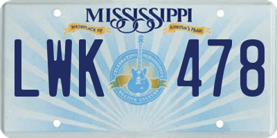 MS license plate LWK478