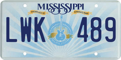 MS license plate LWK489