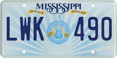 MS license plate LWK490