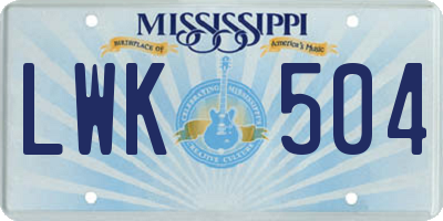 MS license plate LWK504