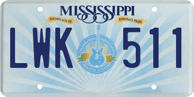 MS license plate LWK511
