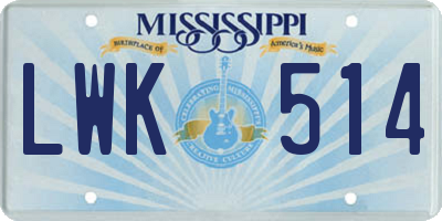 MS license plate LWK514