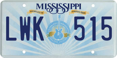 MS license plate LWK515