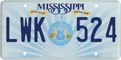 MS license plate LWK524