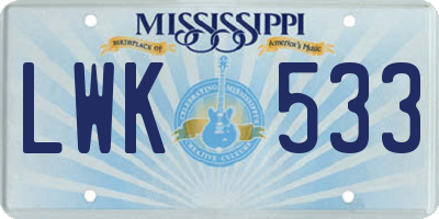 MS license plate LWK533