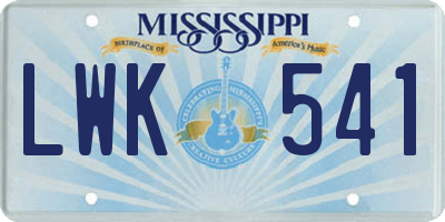 MS license plate LWK541