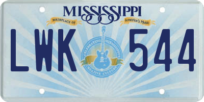 MS license plate LWK544