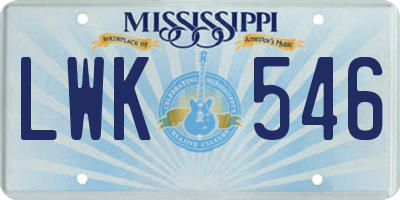 MS license plate LWK546