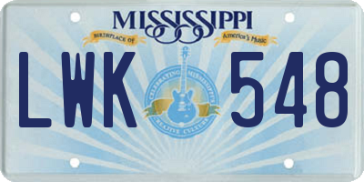 MS license plate LWK548
