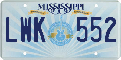 MS license plate LWK552