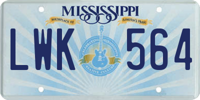 MS license plate LWK564