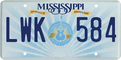 MS license plate LWK584