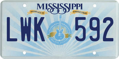 MS license plate LWK592