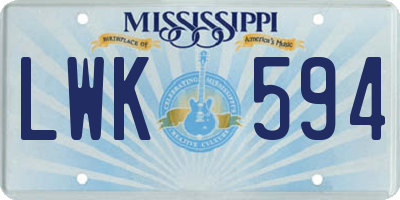 MS license plate LWK594