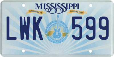 MS license plate LWK599