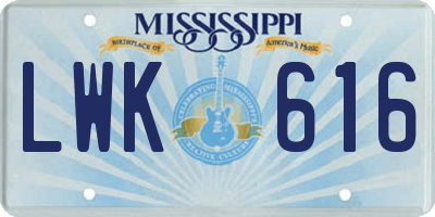 MS license plate LWK616