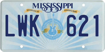 MS license plate LWK621