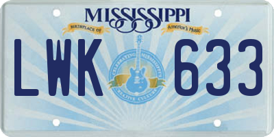 MS license plate LWK633