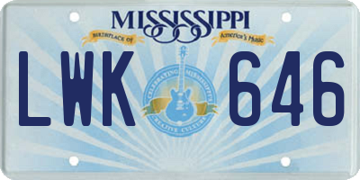 MS license plate LWK646