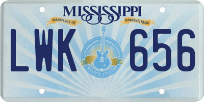 MS license plate LWK656