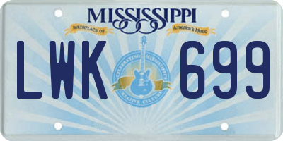 MS license plate LWK699
