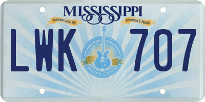 MS license plate LWK707