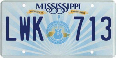 MS license plate LWK713